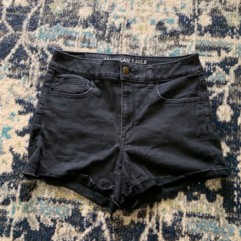 American eagle black denim shorts